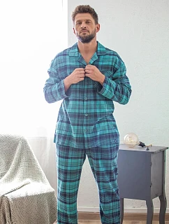 Pyžamo Key MNS 048 B26 dlouhé rukávy, velikosti M–2XL, rozepínací