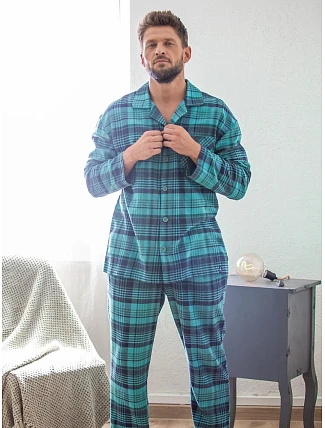 Pyžamo Key MNS 048 B26 dlouhé rukávy, velikosti M–2XL, rozepínací