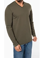 Kariban K 358 Pánské tričko do V s dl. rukávem 20.K358 dark khaki Kariban K 358 Pánské tričko do V s dl. rukávem 20.K358 dark khaki
