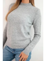 Dámský svetr s polokošilí z měkké pleteniny šedý