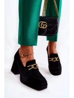 Semišové lodičky s ozdobným řetízkem Laura Messi 2444 černá