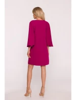 S426 Mini šaty s netopýřími rukávy - švestka