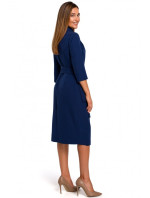 Dámské zavinovací šaty s vázáním S175 tmavě modré - Stylové