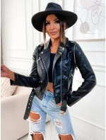 Černá bunda ramoneska - vesta z eko kůže FL202050 černá - FLAM Mode Černá bunda ramoneska - vesta z eko kůže FL202050 černá - FLAM Mode