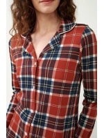 Vamp - Vánoční noční košile s knoflíky ve skotském tartanu 21511 - Vamp