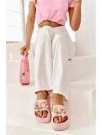 Dámské žabky s mašlí Růžové Salessa