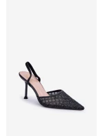 Lodičky S Otevřenou Patou Ozdobené Leskem Černé Berilae Lodičky S Otevřenou Patou Ozdobené Leskem Černé Berilae