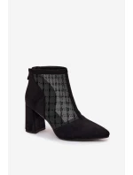 Damské kotníkové boty na podpatku sítě D A LZ52 944 černé Damské kotníkové boty na podpatku sítě D A LZ52 944 černé