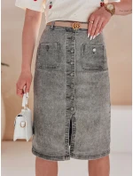 Džínová midi sukně GUZIKOVA šedá FashionStreet CY0510 Džínová midi sukně GUZIKOVA šedá FashionStreet CY0510