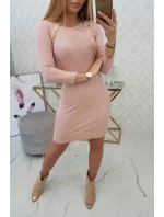 Šaty s ozdobnými knoflíky tmavě pudrově růžové Šaty s ozdobnými knoflíky tmavě pudrově růžové