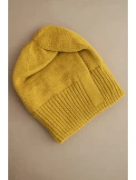 Dámská zimní čepice s vlnou v klasickém žebrovaném vzoru K444 hořčicová Dámská zimní čepice s vlnou v klasickém žebrovaném vzoru K444 hořčicová