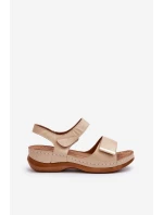 Pohodlné dámské sandály na suchý zip béžové Iphiope