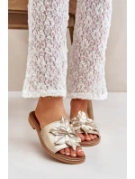 Pantofle S Dekorací Z Pravidelné Kůže Zazoo 3667 Zlaté