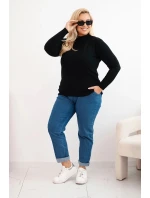 Dámský svetr Plus Size z viskózy s rolákem černý Dámský svetr Plus Size z viskózy s rolákem černý