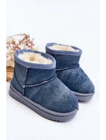 Dětské sněhule s brokátem Modré Sulinne