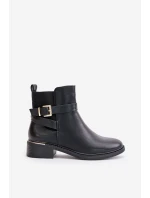 Dámské chelsea boty na nízkém podpatku eko kůže černé Zinlora