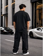 Pánské základní bavlněné tričko oversize černé FashionStreet RX5682