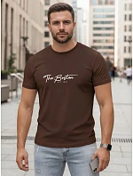 Pánské bavlněné tričko s potiskem „The Boston“, hnědé, FashionStreet NX5129R Pánské bavlněné tričko s potiskem „The Boston“, hnědé, FashionStreet NX5129R