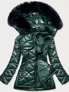 Dámská přechodná bunda plus size zelená (mm21-76)