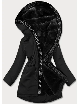 Černá dámská bunda s kožešinovou podšívkou (B8116-1)