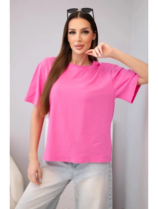 Dámská bavlněná basic halenka s krátkým rukávem růžová