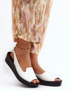 Dámské kožené sandály na tlusté podrážce Zazoo 2893 bílé