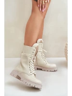 Lakované Zateplené Botky Worker S Ozdobou Béžové Kelilea