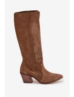 Semišové Kožené Kobyly Na Podpatku Zazoo 3152 Béžové