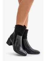 Zateplené Dámské Kotníkové Boty Na Podpatku Černé Relabina