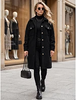 Dlouhý dámský kabát z ovčí kůže, černý, FashionStreet NY0801 Dlouhý dámský kabát z ovčí kůže, černý, FashionStreet NY0801
