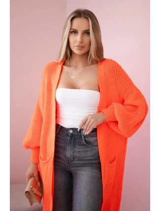 Svetr dlouhý kardigan pomeranč