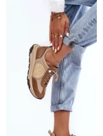 Kůže Sportovní Boty Na Platformě Maciejka 06191-04 Bežová