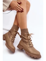 Dámské botky se šňůrkou a světle béžovou podkolenkou Gentiana