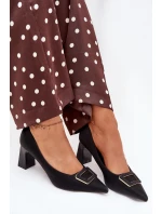 Lodičky na podpatku s ozdobnou sponou černé Seriva