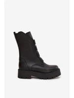 Dámské kotníkové boty z přírodní kůže na platformě Zazoo 3795 Černé