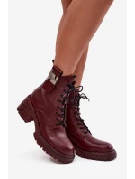 Kožené dámské workery na klíně s ozdobným detailem Artiker 57C0211 bordó