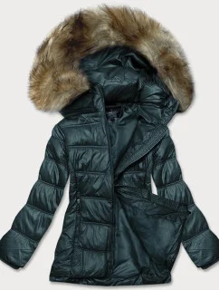Tmavě zelená dámská prošívaná bunda pro předhodné období (H-205)
