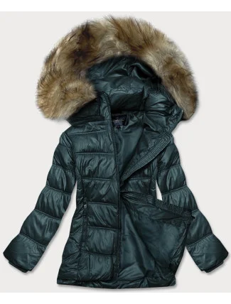 Tmavě zelená dámská prošívaná bunda pro předhodné období (H-205) Tmavě zelená dámská prošívaná bunda pro předhodné období (H-205)