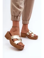 Zazoo 40412 Kožené Elegantní Dámské Žabky S Ozdobou Zlaté