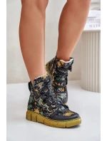 Kožené Ploché Šněrovací Boty Maciejka 06158-07 Žluto-Černé