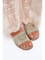 Ploché Dámské Pantofle S Ozdobným Detalem Zelené Nenitta