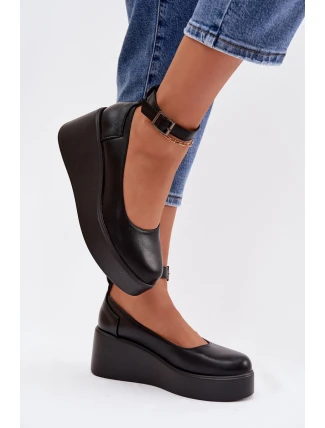 Dámské polobotky na platformě s páskem Černé Belvissa