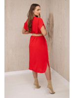Šaty s ozdobným páskem červené