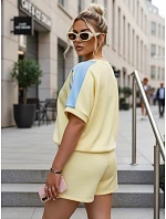 Dámská viskózová souprava s motýlem a šortkami žlutá FashionStreet AY1181