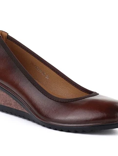 Dámské polobotky na podpatku hnědé Vinceza 58628