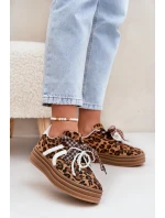 Dámské tenisky na platformě s ozdobami v panterovém vzoru hnědé Vinness