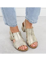 Dámské zlaté nazouvací sandály na podpatku Rieker 64665-60