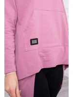 Mikina s kapucí s dlouhými zády tmavě růžová Mikina s kapucí s dlouhými zády tmavě růžová