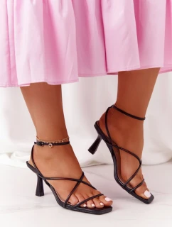 Sandály Na Podpatku Se čtvercovou špičkou S.Barski C420-11 Černé