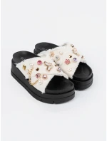 Praktické Biało-czarny  nazouváky dámské platforma